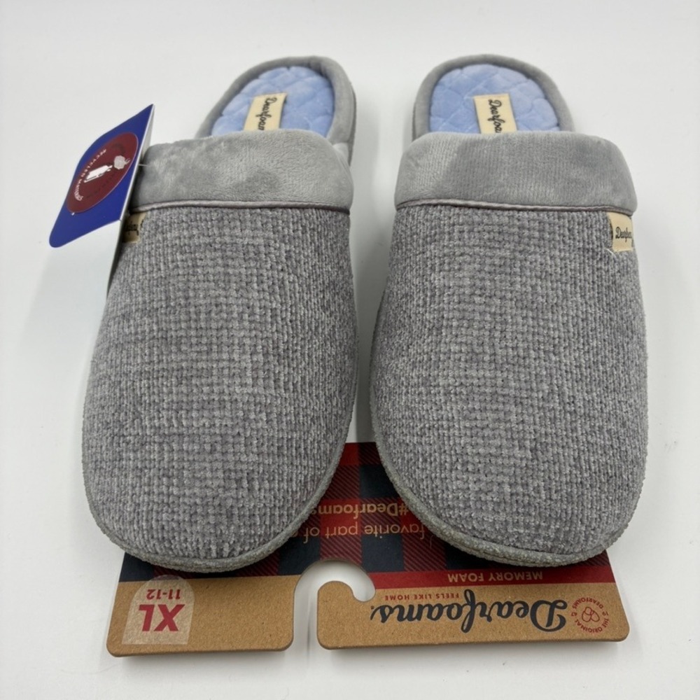 Dearfoams Sleet Grey Memory Foam Clog Slippers Women XL 11-12 New